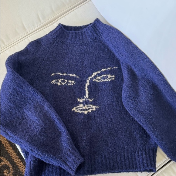 Paloma Wool Navy Artistic Face wool Sweater - Picture 2 of 3